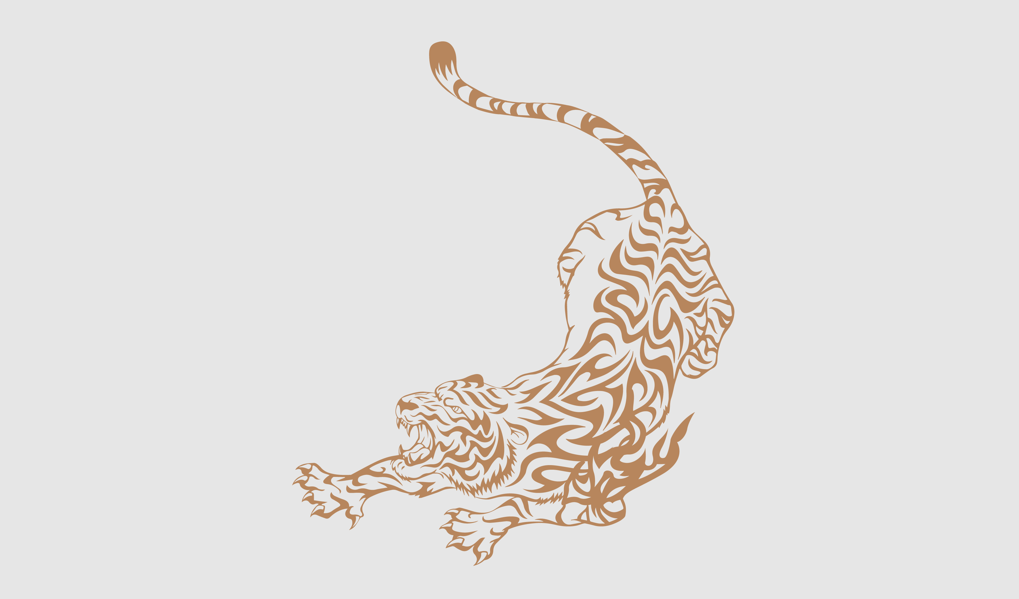 老虎 中国风 传统 线条 矢量图